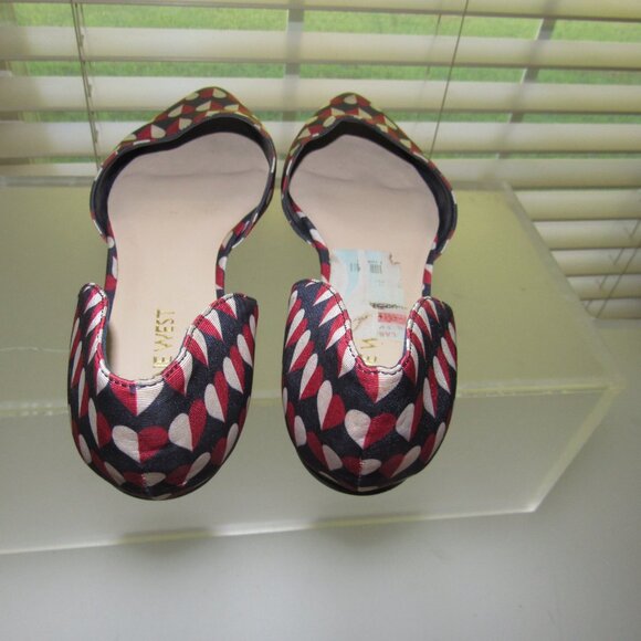 Nine West Starship Pointed Toe D’Orsay Flats – Heart Print Textile – Size 7M - Picture 6 of 8
